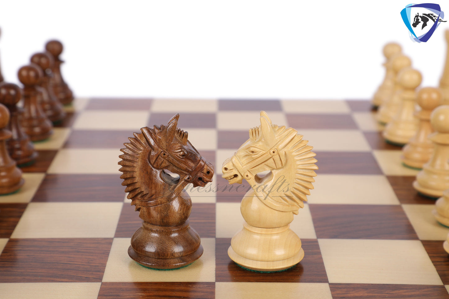 4.1" Staunton Golden Rosewood Chess pieces set- EXCALIBUR- Sheeshamwood & boxwood + 21" Luxury Golden Rosewood chess board + Storage Box