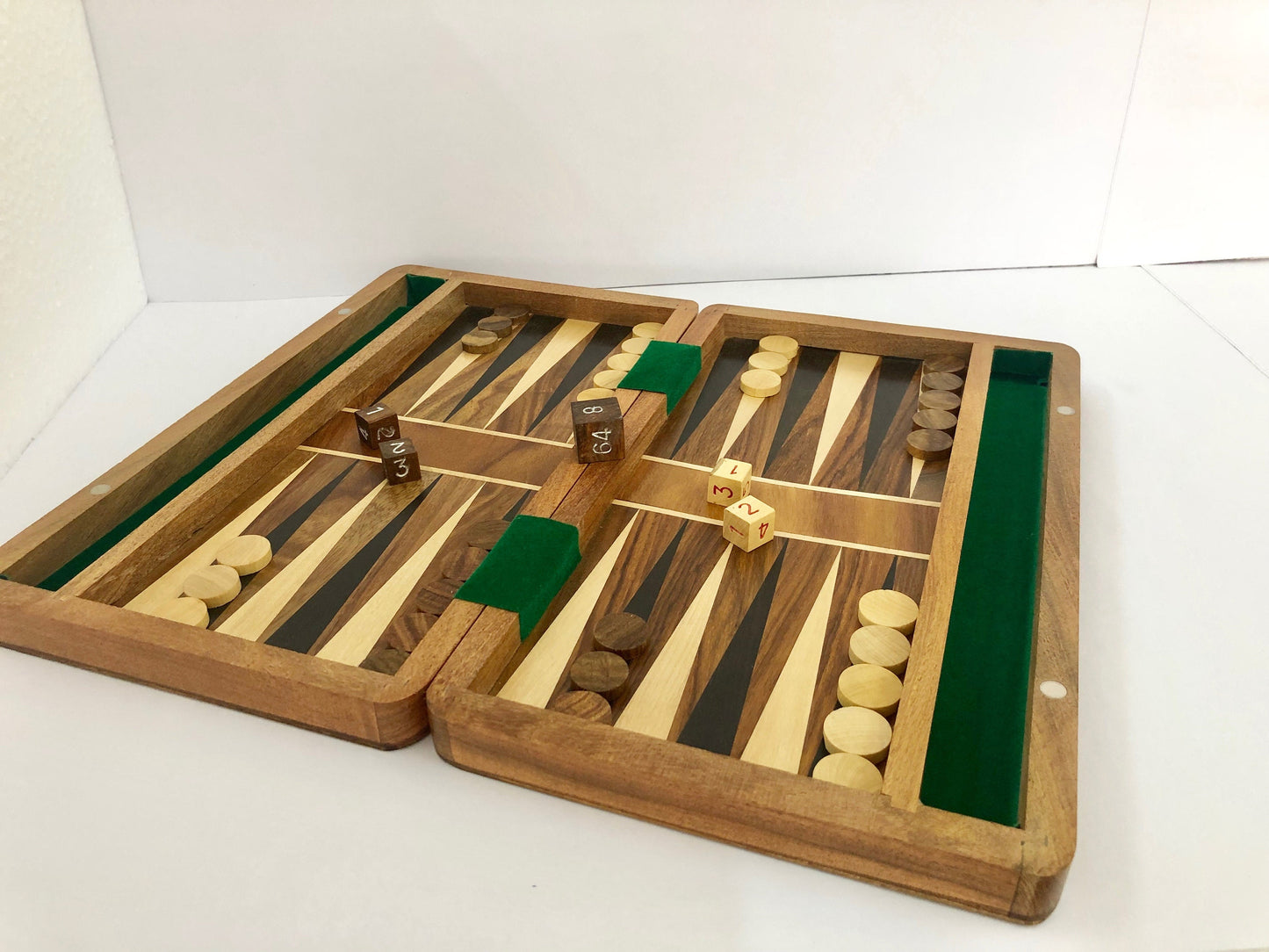 Backgammon Set board game in Sheesham and Box wood with Board,Dice & Stones - 12" Magnetic lock
