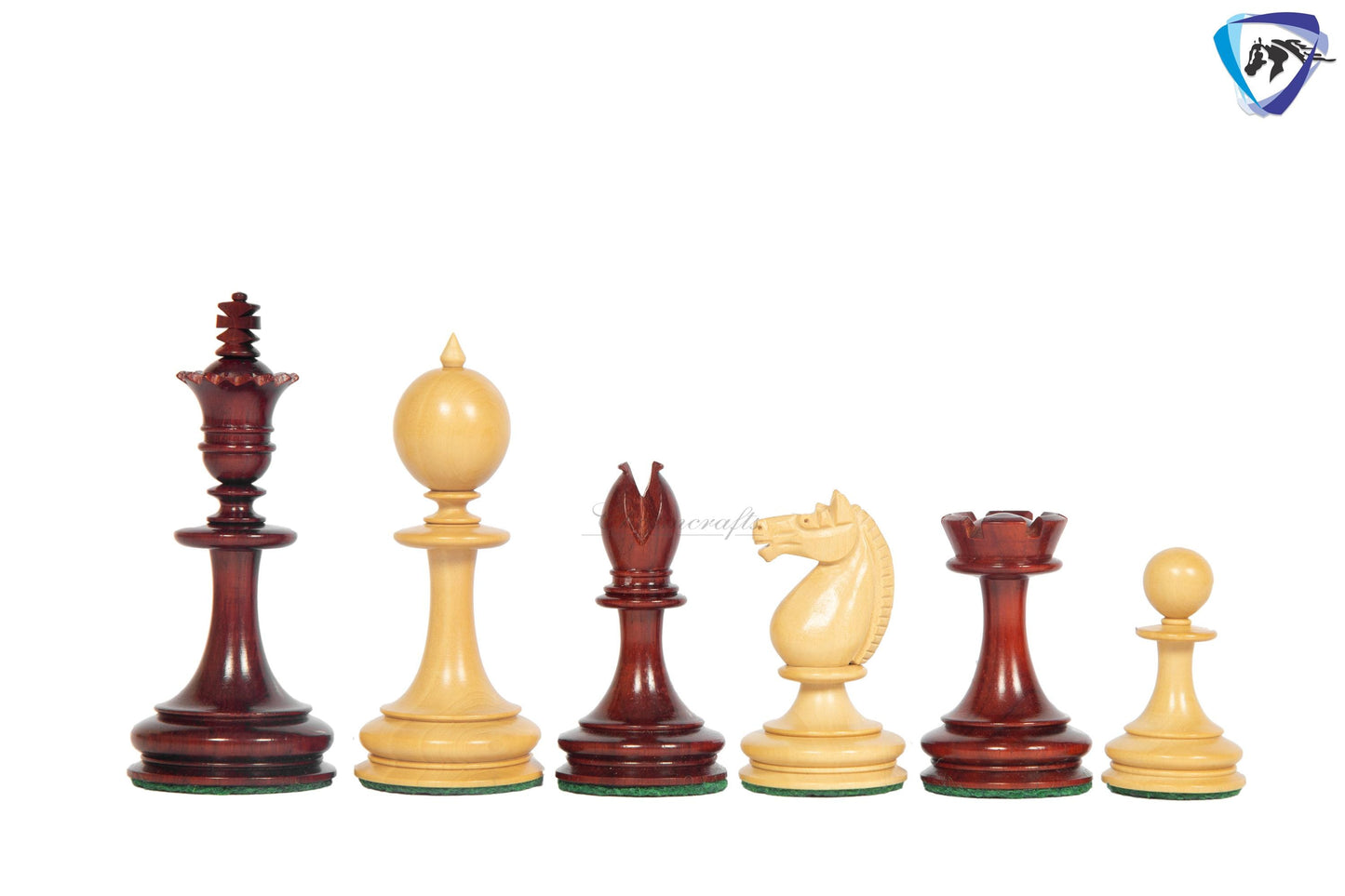 3.5" William Hallett 1860 London Reproduced Chess Pieces Set in Bud Rosewood + 19" Bud Rose wood chess board(51mm sq) + Leather Storage box