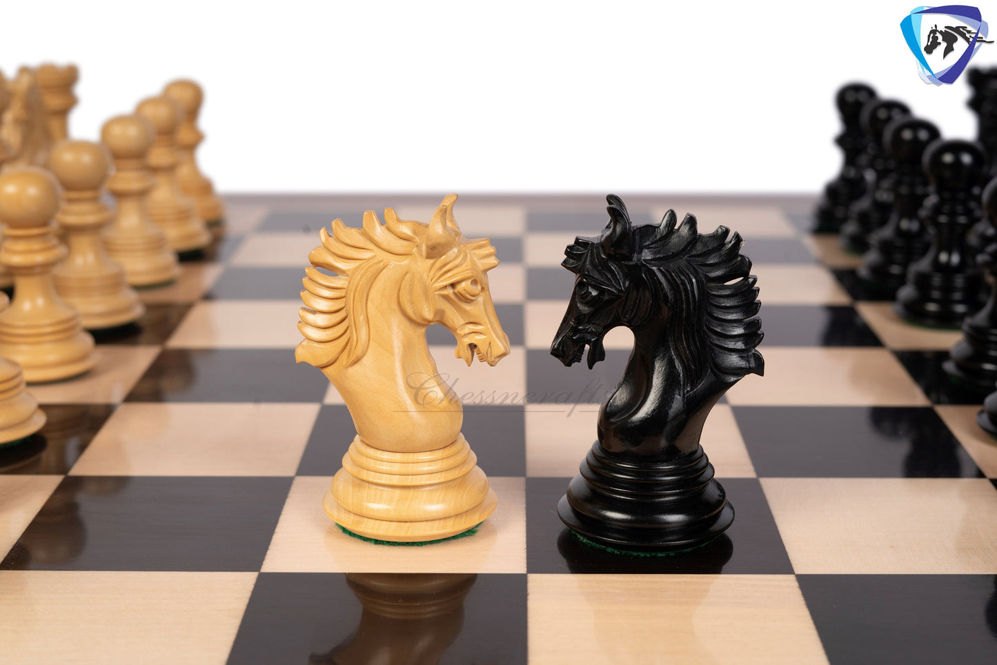 4.5" Luxury Staunton Ebonywood Chess pieces Set- PRISTINE Luxury- Triple Weighted + 23" Ebonywood Chess Board SQ:60mm + Leather Storage Box