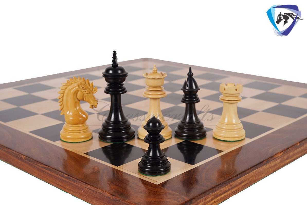 4.5" Staunton Ebonywood Collector Chess pieces Set- CYRUS Luxury- Heavy Weighted 2 Extra queens- 4Q