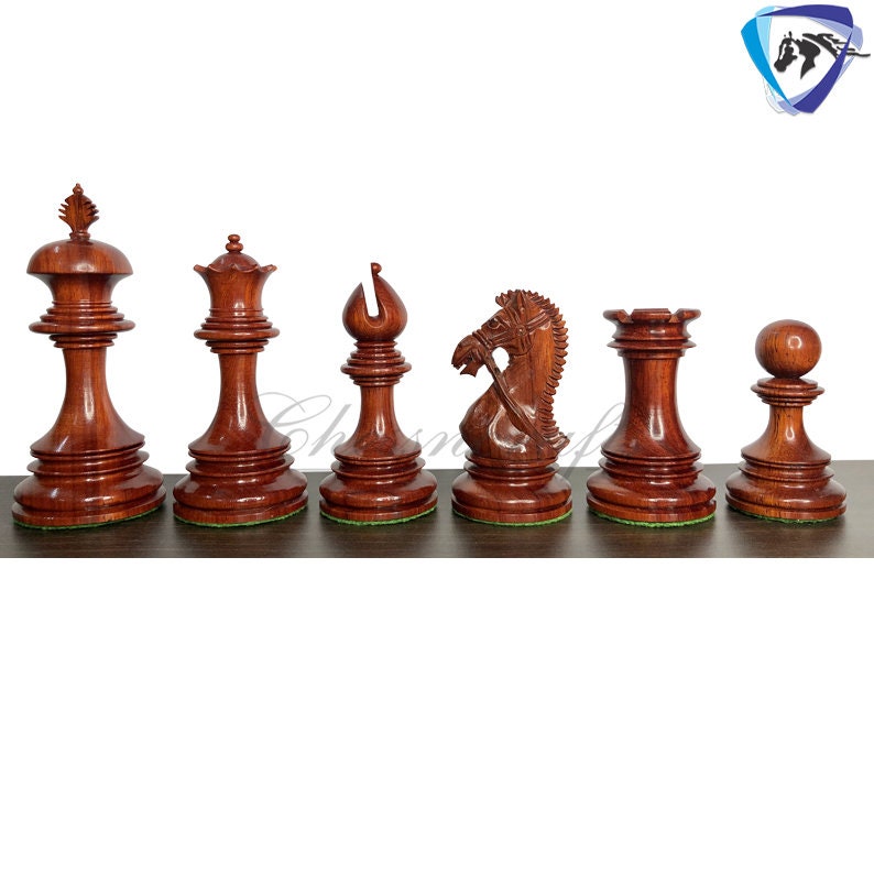 4.4" Luxury Staunton Bud Rosewood Chess pieces Set-ANDERSON Bridled Knight Luxury- Triple Weighted 2 Extra queens- 4Q