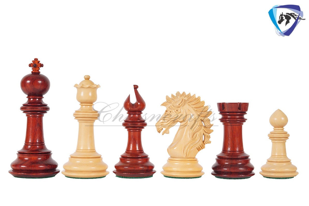 4.5" Staunton Bud Rosewood Chess pieces Set- VICTORIA CROSS - Triple Weighted + 21" Bud Rosewood Chess Board + Leatherette storage Box.