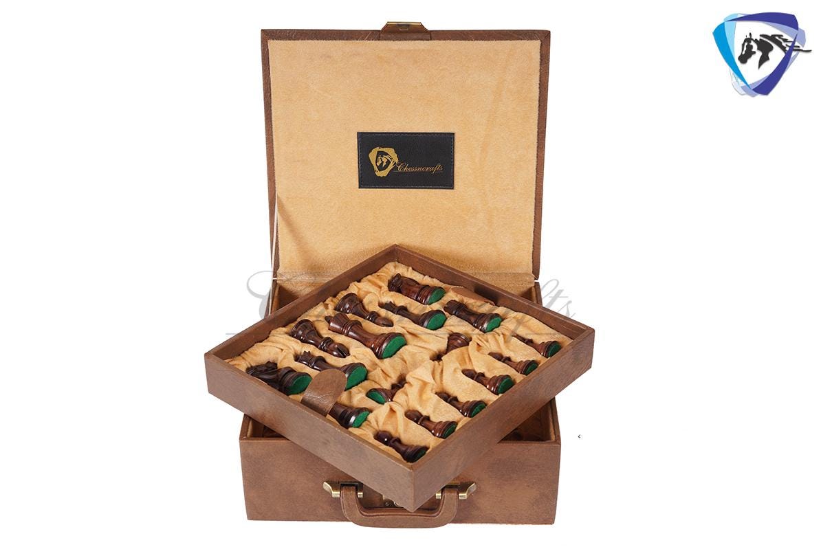 4.1" Staunton Chess Pieces Set Rosewood & Boxwood Ultimate series + 19" Rosewood Chess board(51mm) + Leather Storage Box