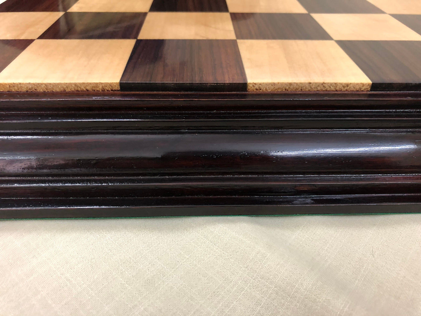 21" Rosewood chess board STEPS BORDER ELEVATED Super fine smooth polish Exclusive unique grain dark rosewood