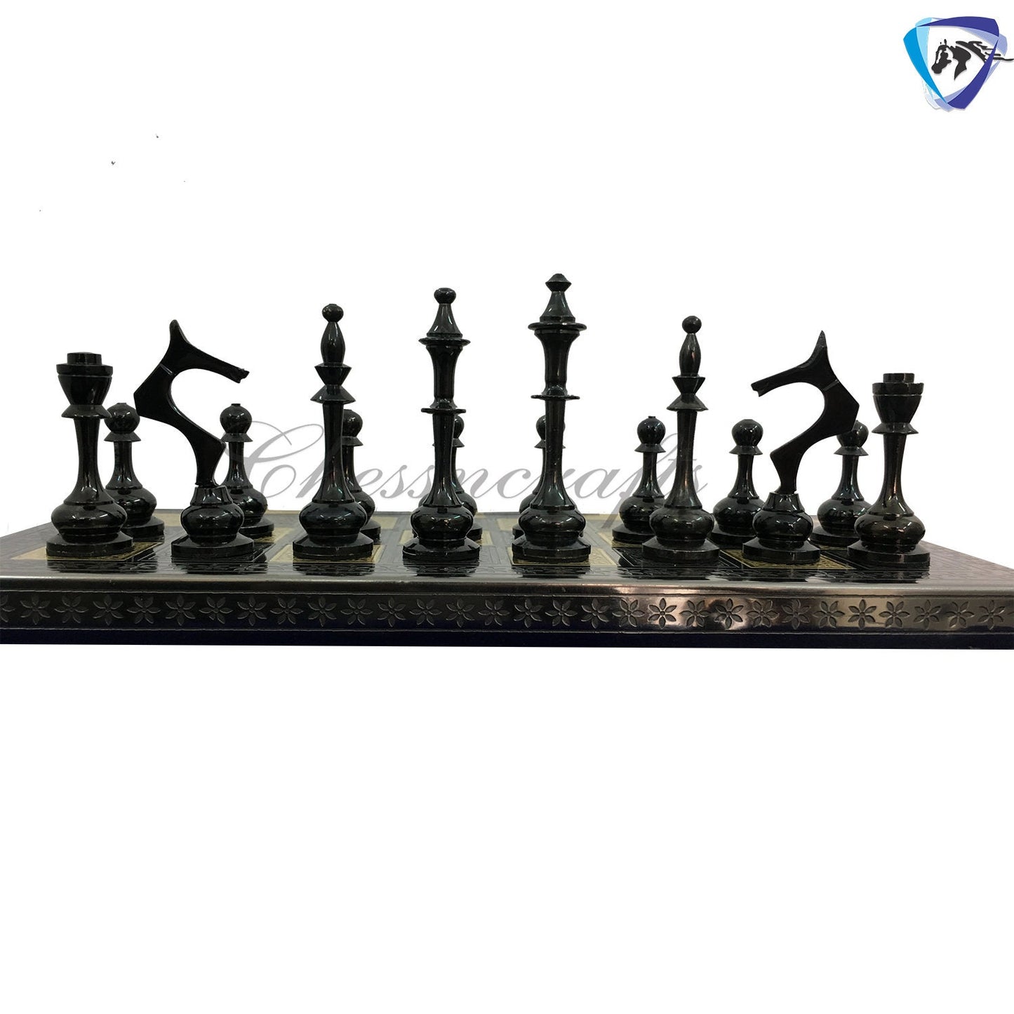 Solid Brass Modern classic Chess set- 100% brass Slim chess men hand carved with velvet storage box