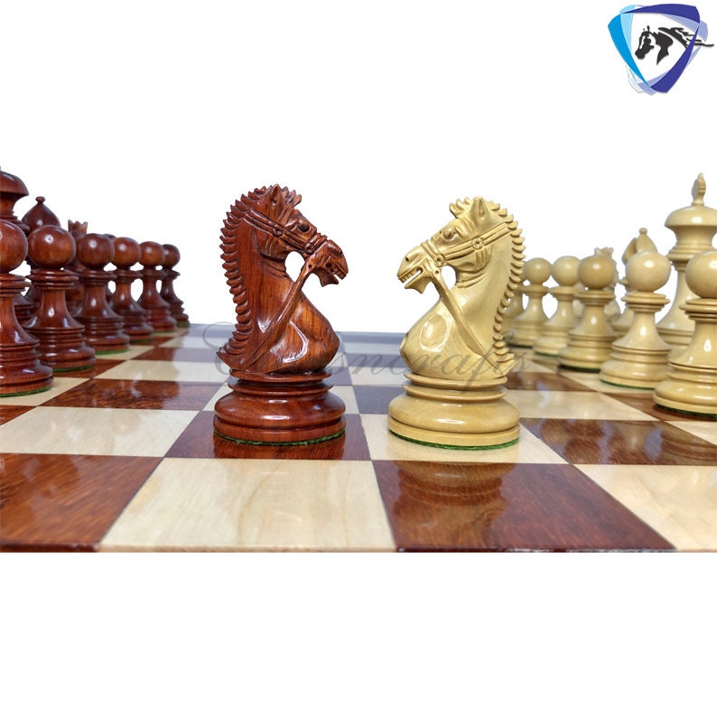 4.4" Luxury Staunton Bud Rosewood Chess pieces Set-ANDERSON Bridled Knight Luxury- Triple Weighted 2 Extra queens- 4Q