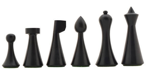 Reproduced Hermann Ohme Minimalist Modern Mid Century Chess Pieces in Ebonized Boxwood-King 3.75"- Weighted chess coins