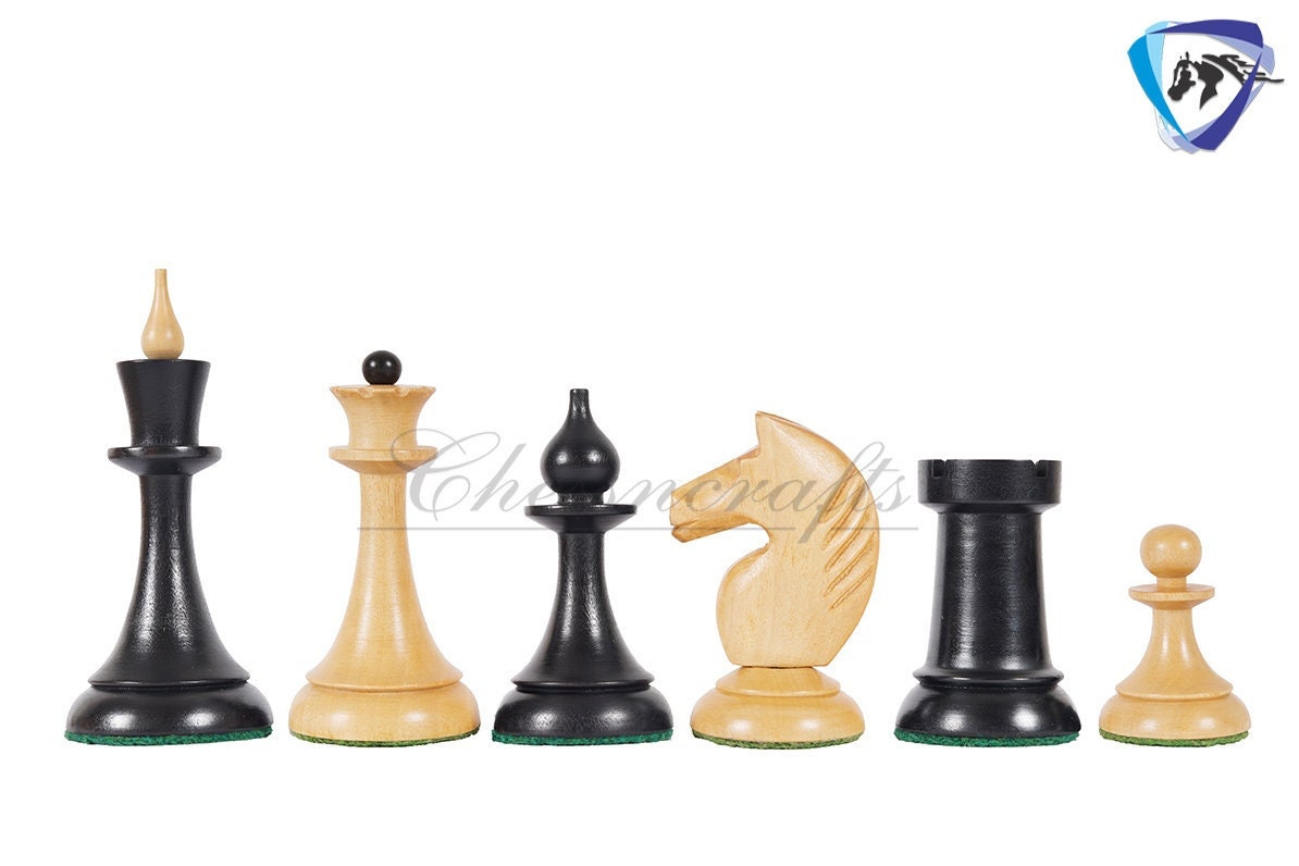 COMBO of 1950 Soviet(Russian) Latvian Chess Pieces Set in Ebonised boxwood With 60mm(19") Ebonywood Borderless Chess board