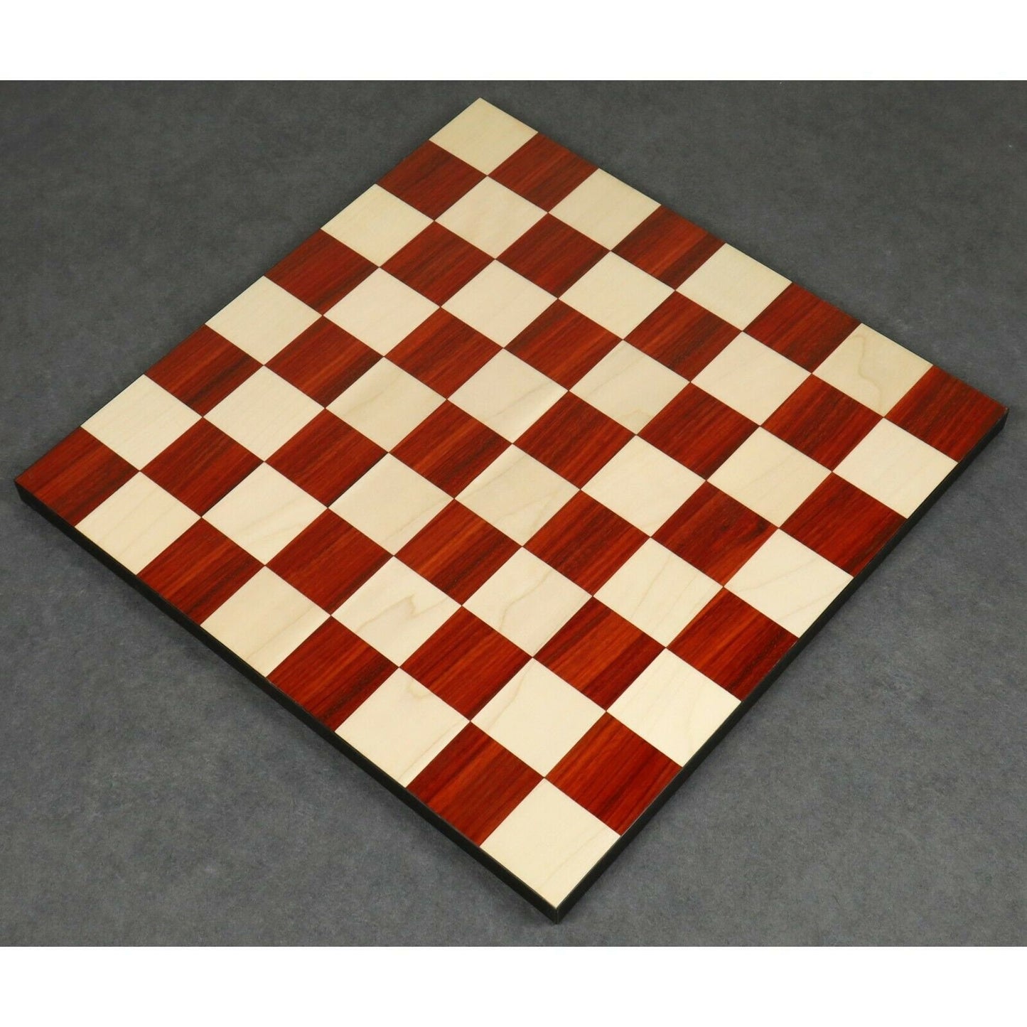 Borderless Chess Board 55mm Square in Ebonywood / Bud Rosewood & Maple wood , full board size: 17.5"x 17.5" Block Inlaid Squares.