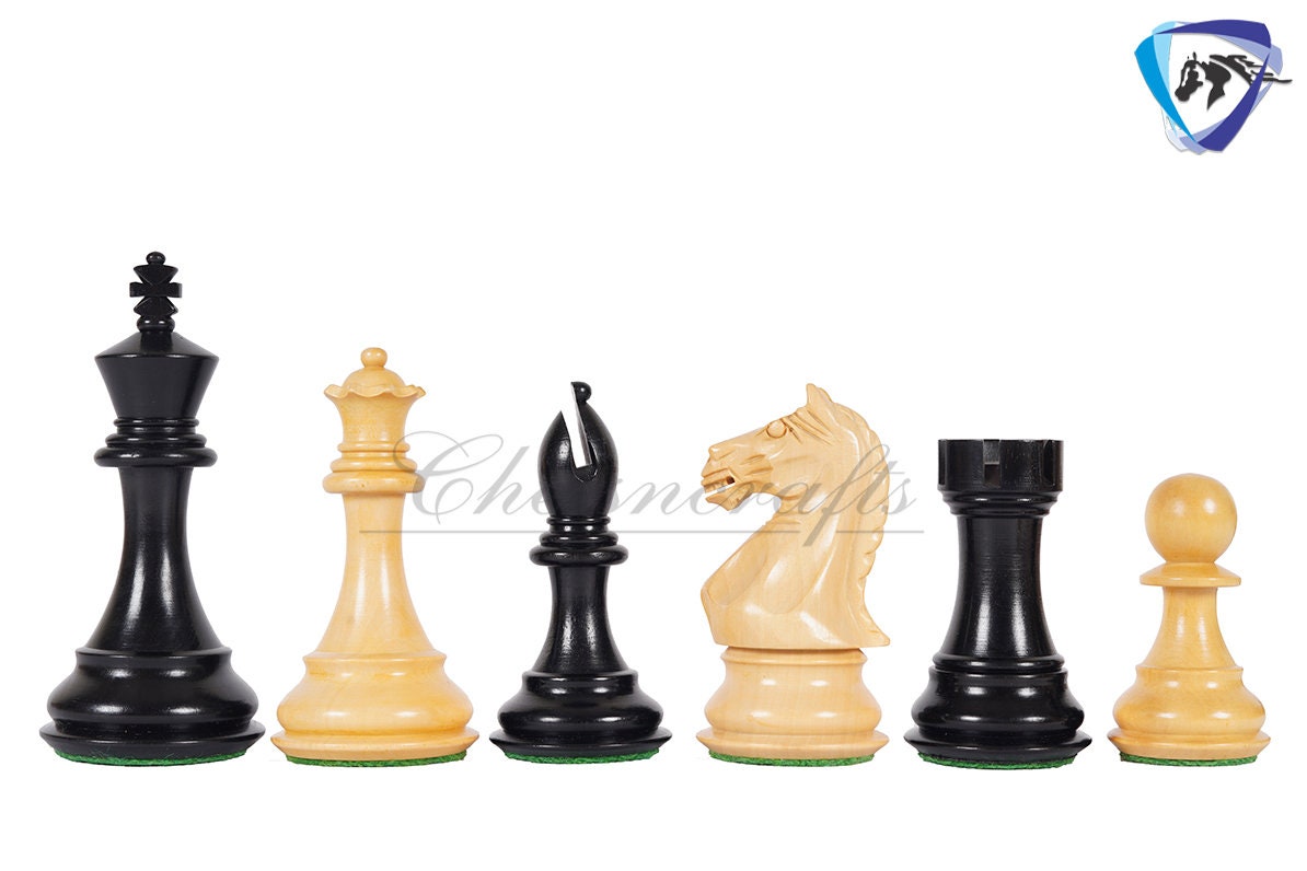 4" Staunton Ebonywood Chess pieces Set-Fierce Knight-Weighted-2 Extra queens- 19" Ebony wood Chess Board + Leather Storage Box COMBO