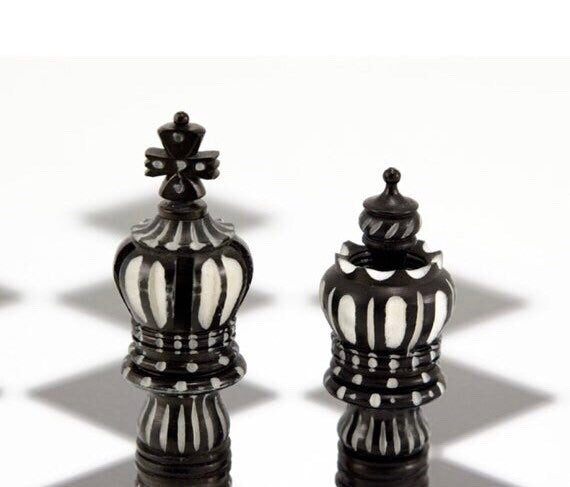 Bone chess pieces set king 4" hand carved camel bone chess set Crown design-ONLY CHESS PIECES(32)