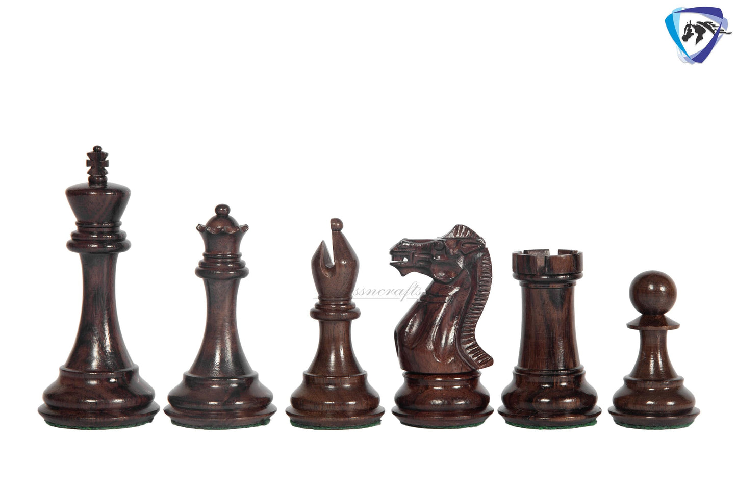 4" Sleek Staunton Chess pieces Set - Rosewood Chess Pieces Triple weighted - 21" Rosewood Chess Board(55mm) + Leather Storage Box COMBO