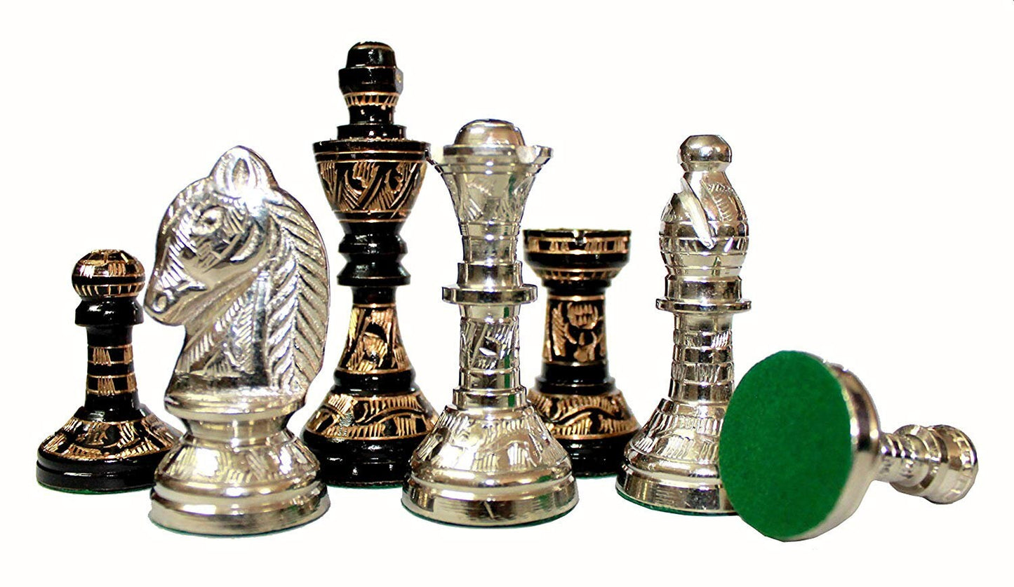 14" Brass Chess Board Set Hand Carved with Brass Staunton chess pieces with storage box | Chess Gift | Other size options: 12" & 10"
