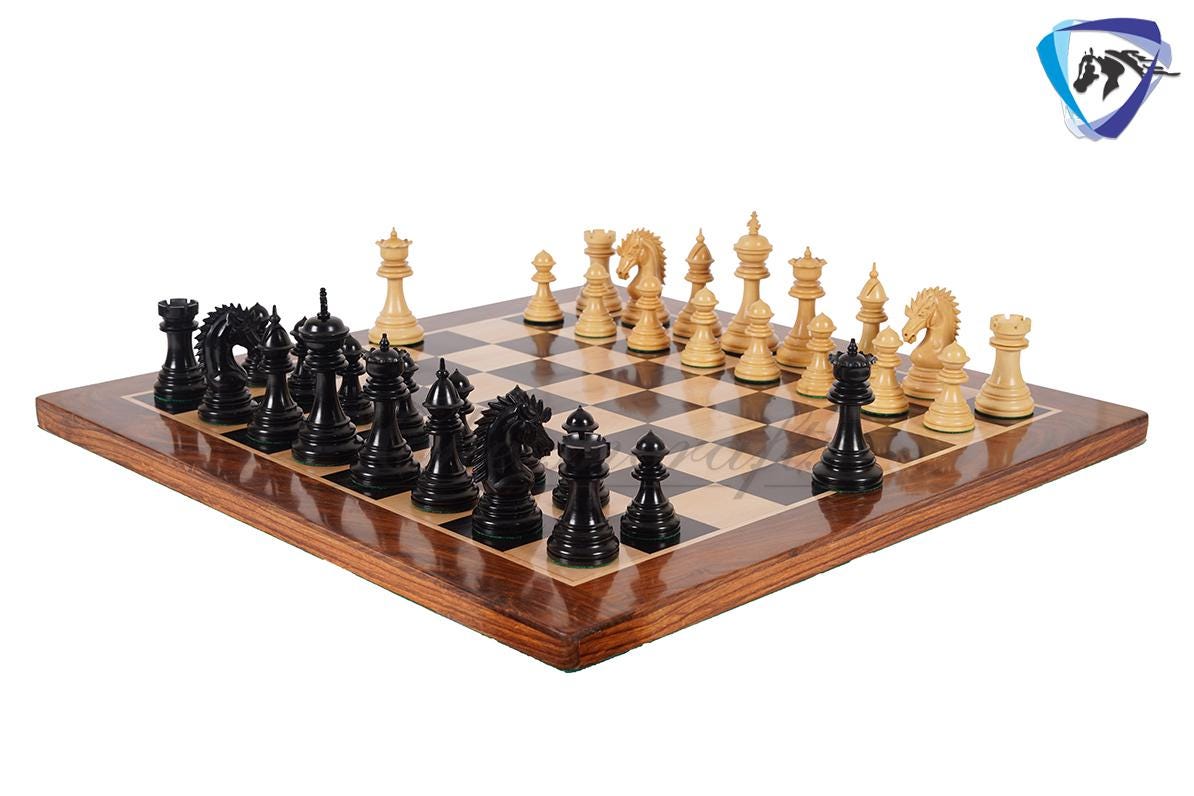 4.5" Staunton Ebonywood Collector Chess pieces Set- CYRUS Luxury- Heavy Weighted 2 Extra queens- 4Q