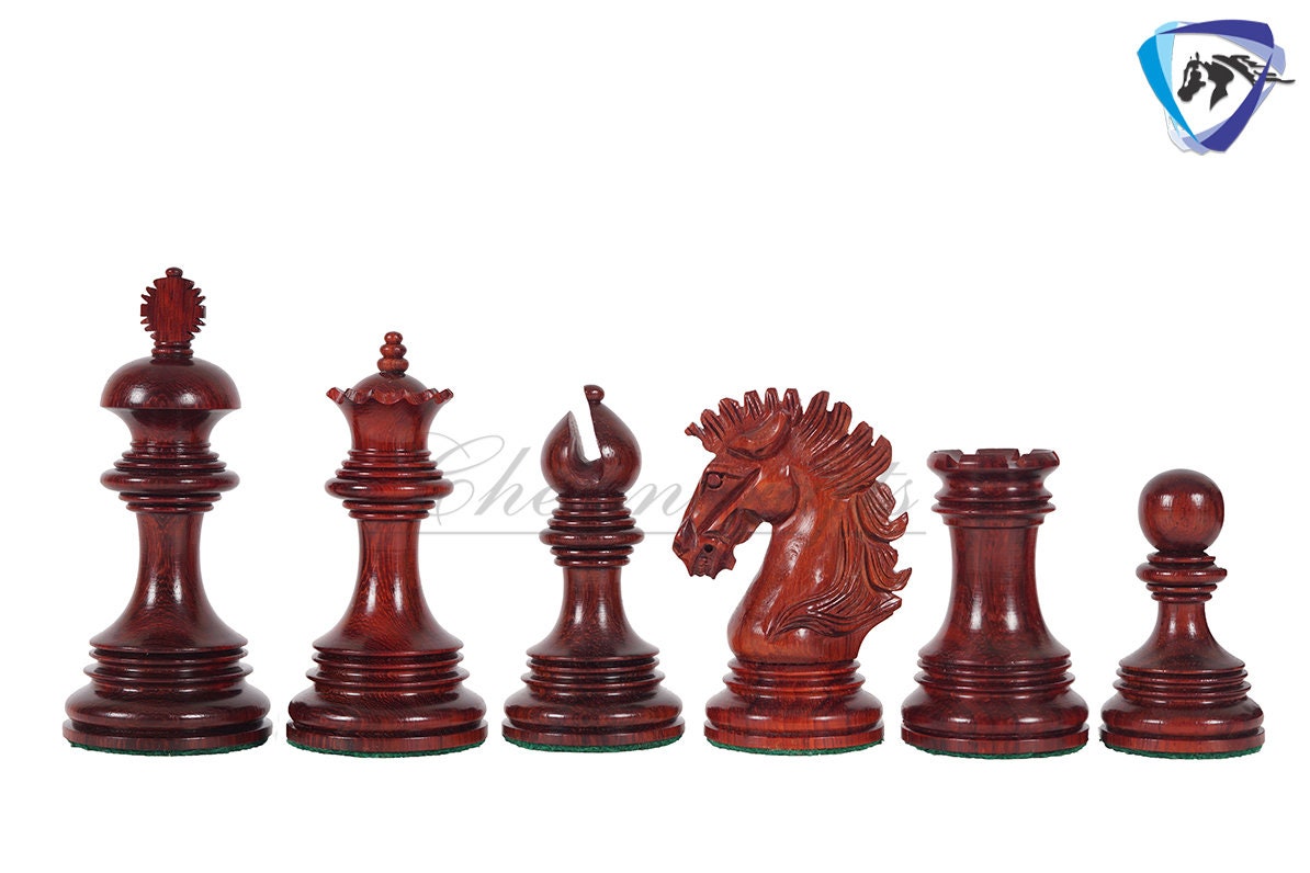 4.5" Luxury Staunton Chess Pieces Set in Bud Rose wood & Boxwood- WELLINGTON + 21" Bud Rosewood Chess Board + Leatherette Storage Box