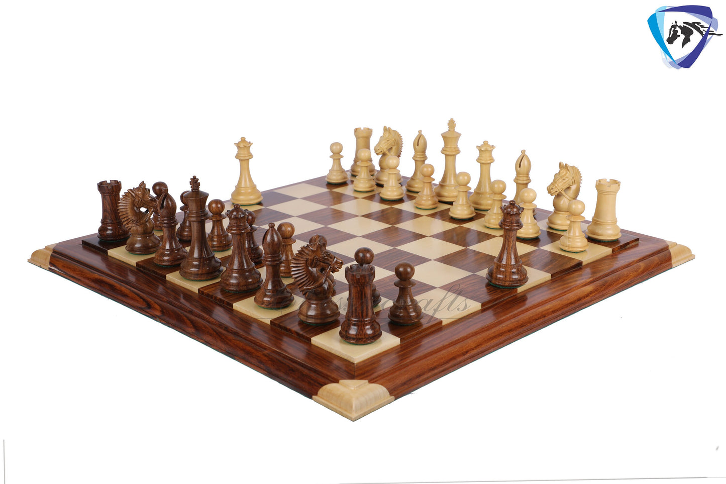 4.1" Staunton Golden Rosewood Chess pieces set- EXCALIBUR- Sheeshamwood & boxwood + 21" Luxury Golden Rosewood chess board + Storage Box