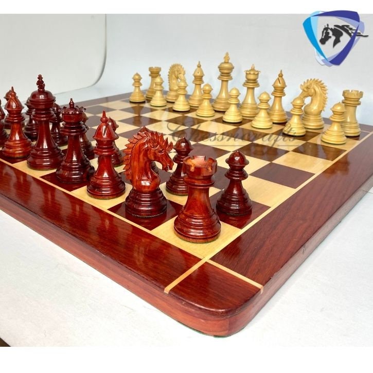 COMBO of Staunton Bud Rosewood Chess pieces Set with Chess board 21"- CYRUS Luxury Chess set 4.5" - Heavy Weighted 2 Extra queens- 4Q