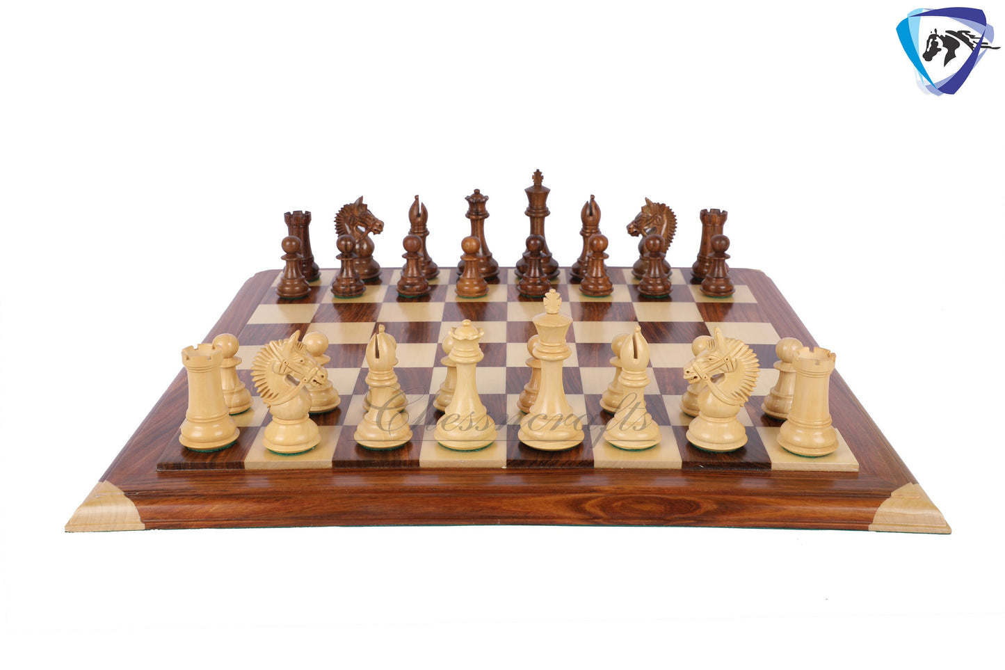 4.1" Staunton Golden Rosewood Chess pieces set- EXCALIBUR- Sheeshamwood & boxwood + 21" Luxury Golden Rosewood chess board + Storage Box