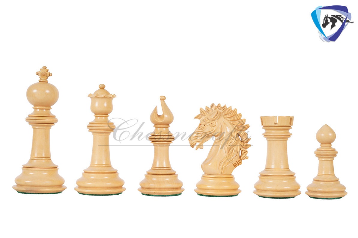 4.5" Ebonywood Staunton Chess pieces Set - VICTORIA CROSS Luxury- Triple Weighted + 21" ebonywood chess board + Leatherette storage box