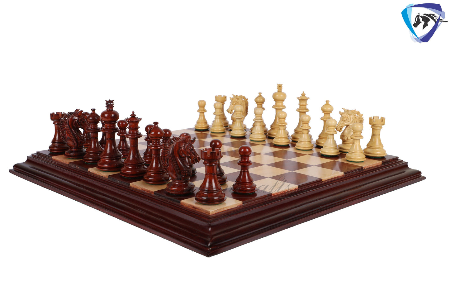 4.5" Luxury Staunton Bud Rosewood-Boxwood Chess pieces Set-Alexander Series-Triple Weighted+ 21"/ 23" Bud Rosewood Chess Board + Storage Box