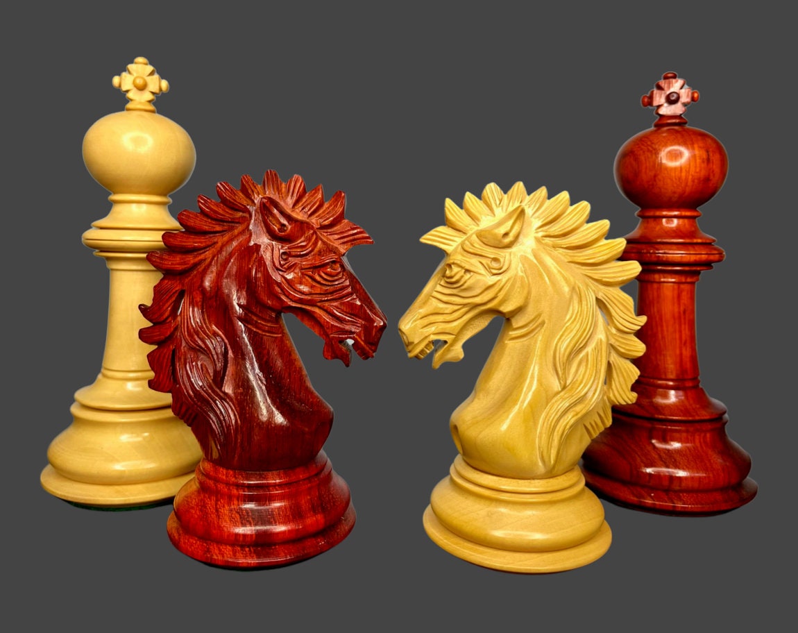 4.5" Staunton Bud Rosewood Chess pieces Set- VICTORIA CROSS - Triple Weighted + 21" Bud Rosewood Chess Board + Leatherette storage Box.