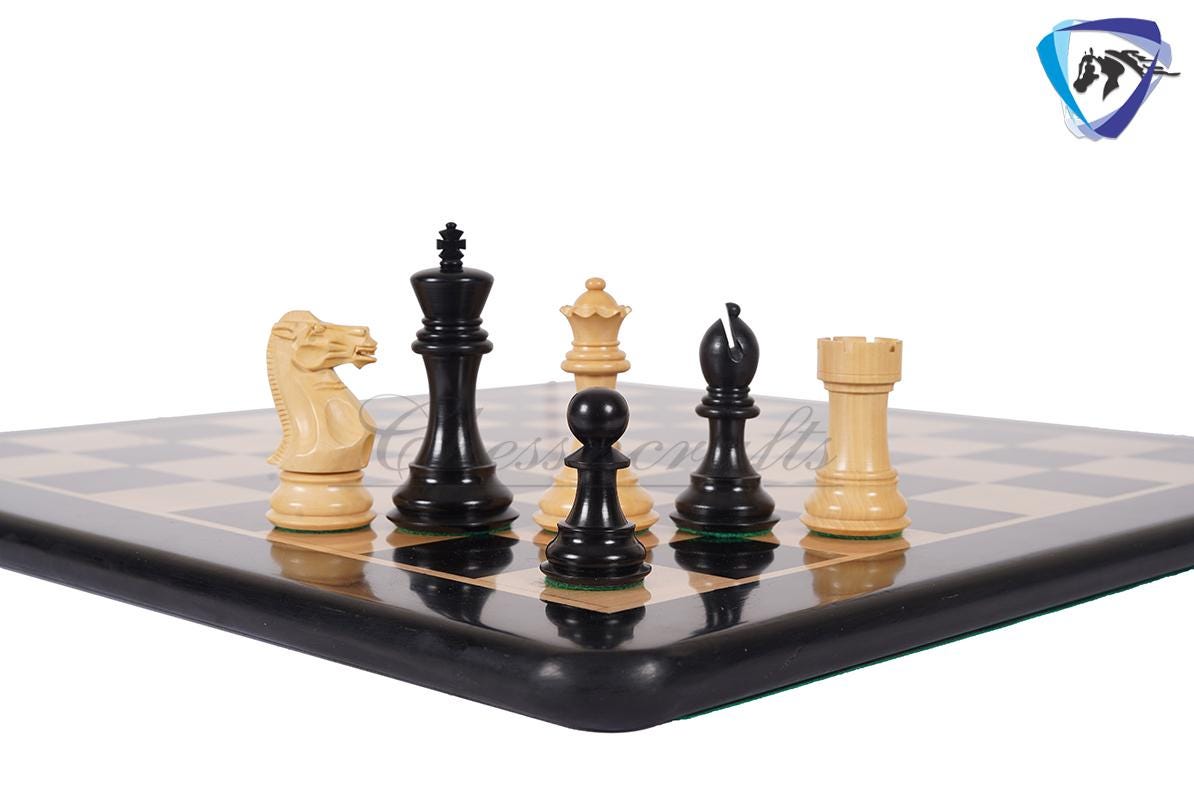4.1" Staunton Chess Pieces Set Ebonywood & Boxwood Ultimate series + 19" Ebonywood Chess board(51mm) + Leather Storage Box