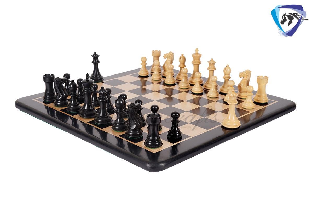 4.1" Staunton Chess Pieces Set Ebonywood & Boxwood Ultimate series + 19" Ebonywood Chess board(51mm) + Leather Storage Box