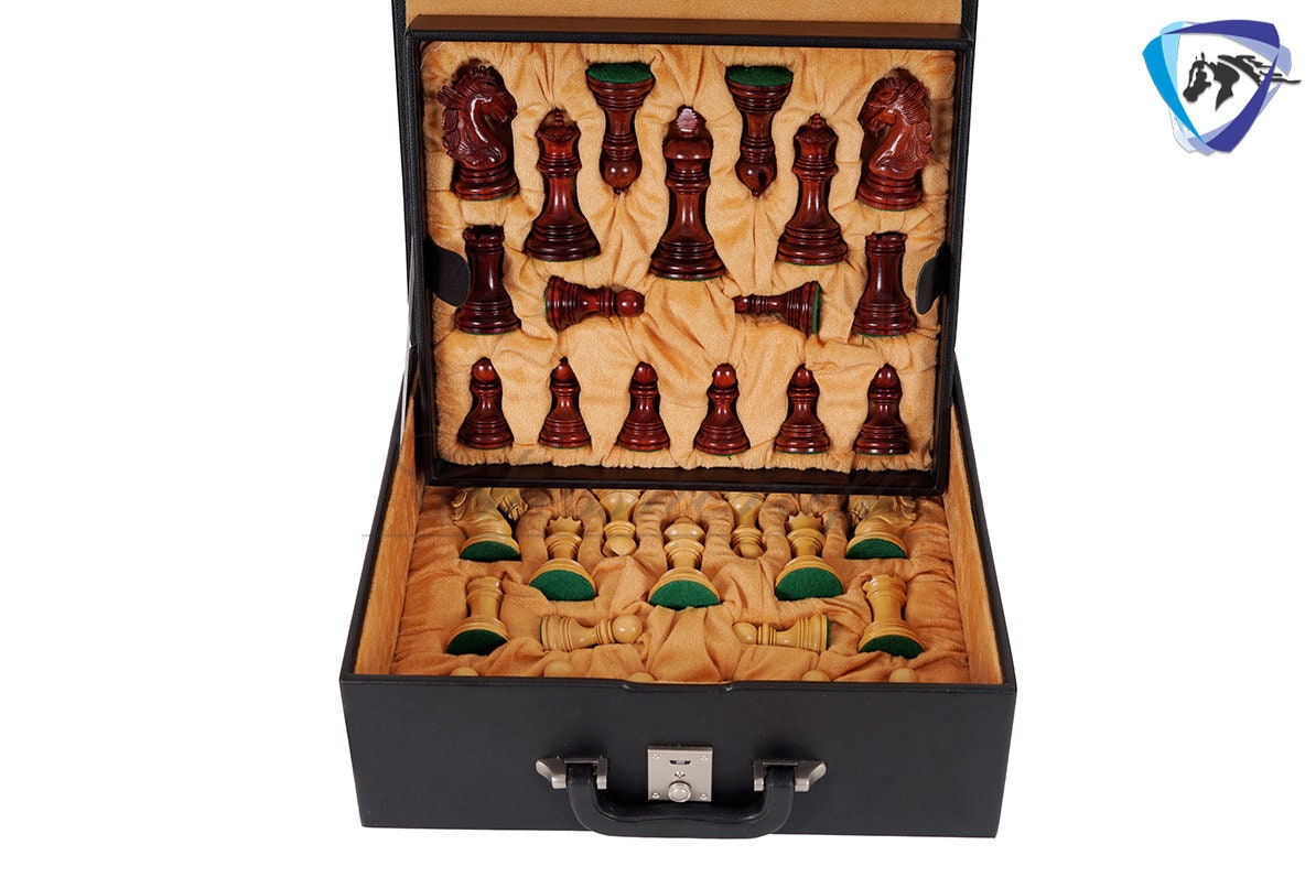 4.5" Staunton Bud Rosewood Chess pieces Set- CYRUS Series-Weighted -Extra queens + 21" Bud Rosewood chess Board + Storage Box COMBO