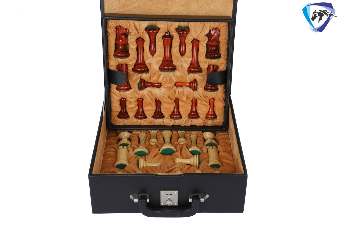 4" Bud Rosewood Staunton chess pieces set EMPIRE series + 19" Bud Rosewood Chess board(sq 51mm) + Leather Storage box for chess men