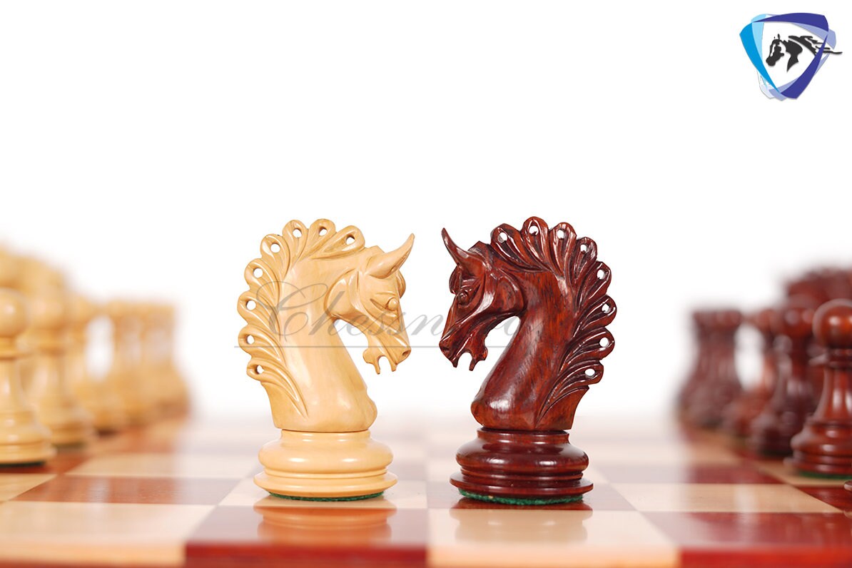 4.5" Luxury Staunton Chess Pieces Set in Bud Rosewood(Padauk)- ARTHUR series + 21" Bud Rosewood chess Board + Leatherette Storage box