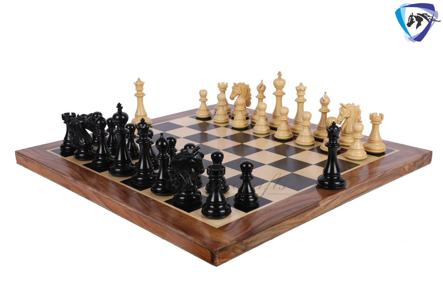 4.5" Luxury Staunton Ebony wood Chess pieces Set- SPARTAN series + 21" Ebonywood Chess board(55mm) + Leatherette Storage box for chess men