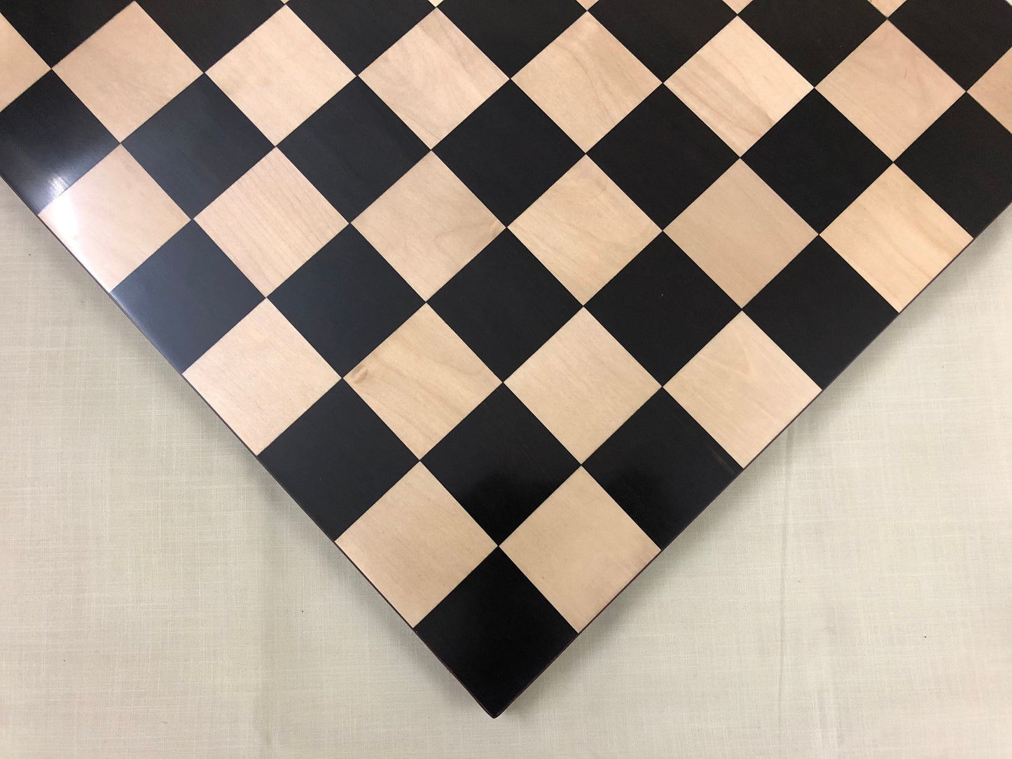Borderless Chess Board 55mm Square in Ebonywood / Bud Rosewood & Maple wood , full board size: 17.5"x 17.5" Block Inlaid Squares.