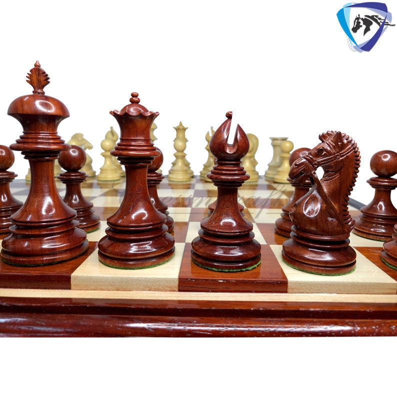 4.4" Luxury Staunton Bud Rosewood Chess pieces Set-ANDERSON Bridled Knight Luxury- Triple Weighted 2 Extra queens- 4Q