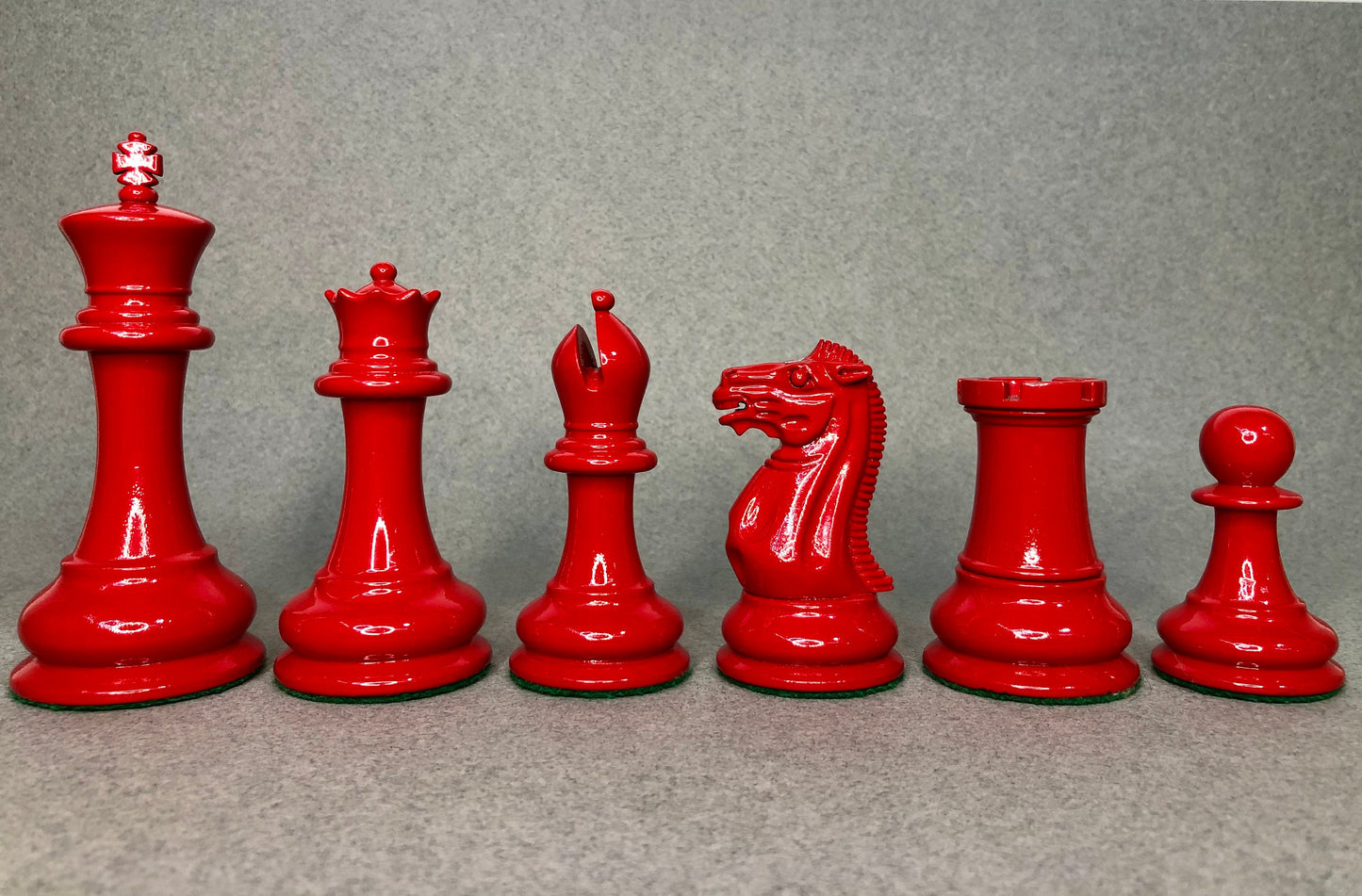 Reproduced 1849 Original Staunton Pattern Chess Set in Lacquer Painted Red & Ivory White - 4.5" King- Triple weighted 2 Extra queens