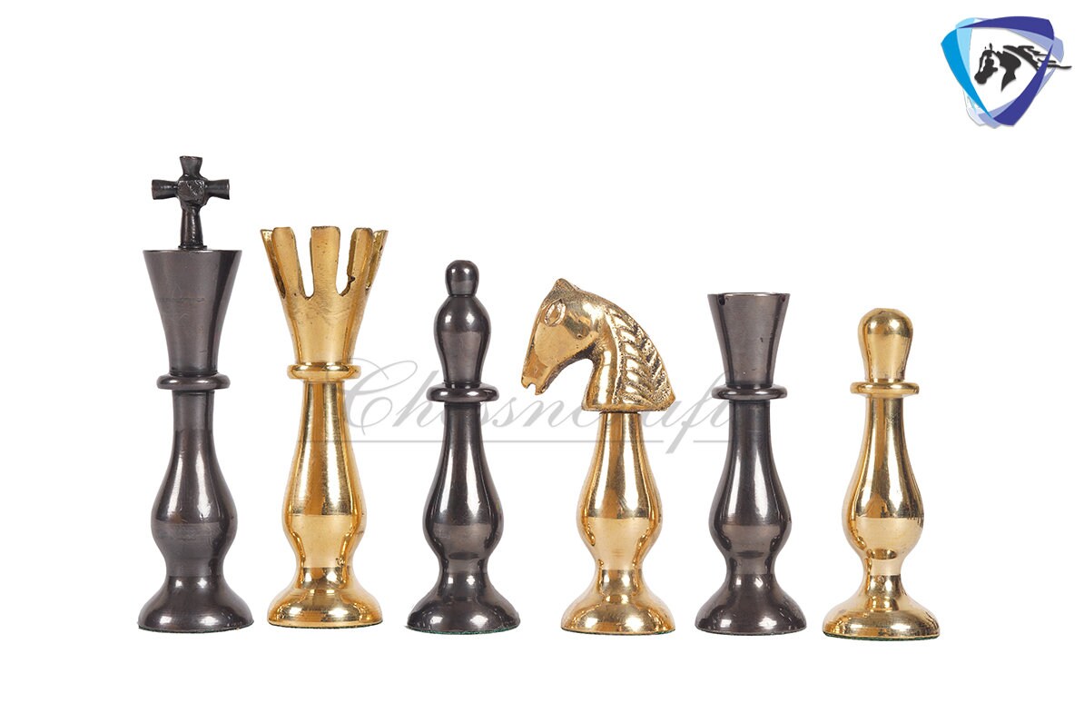 16" Brass Chess Board Set CLASSICAL Chess Pieces Black-gold and Rosewood Chess board with Storage drawer | Chess Gift /CHRISTMAS