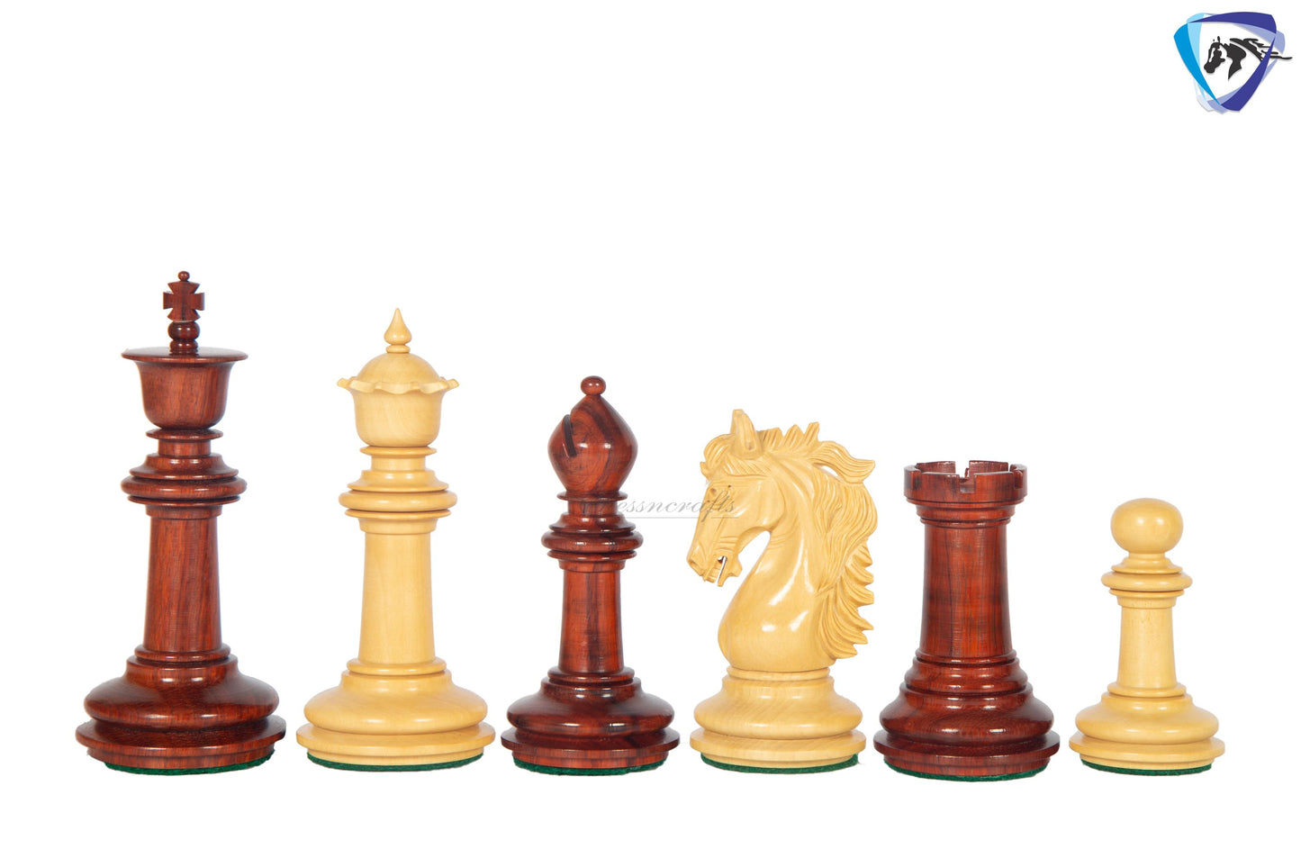 4.5" Luxury Staunton Bud Rosewood Chess pieces Set - STALLION VER 2.0 + 23" Bud rosewood chess board (SQ: 60mm) + Leatherette Storage box