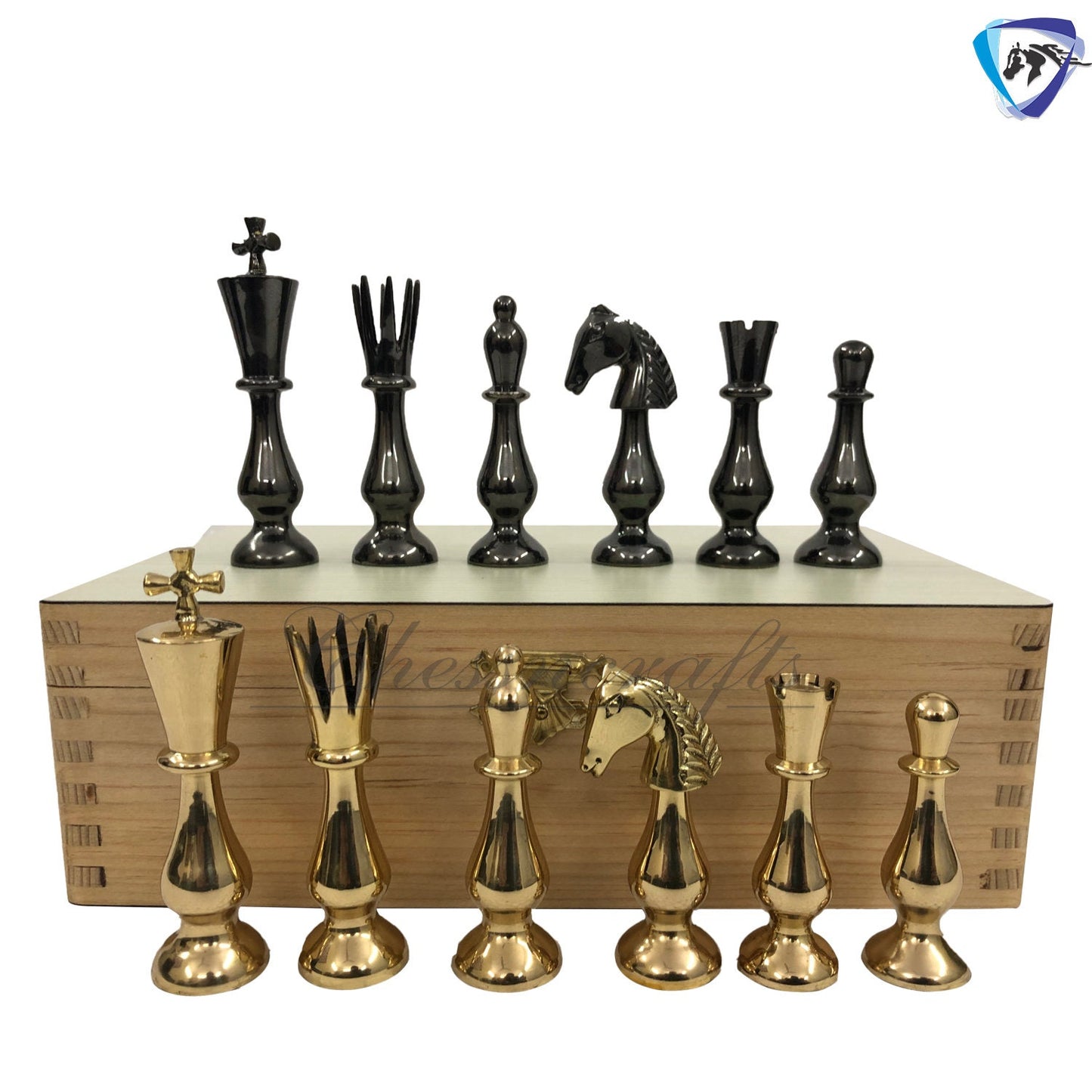 Brass Chess pieces set classical Sleek luxury Collector series King: 3.5" antique collector series Free storage box