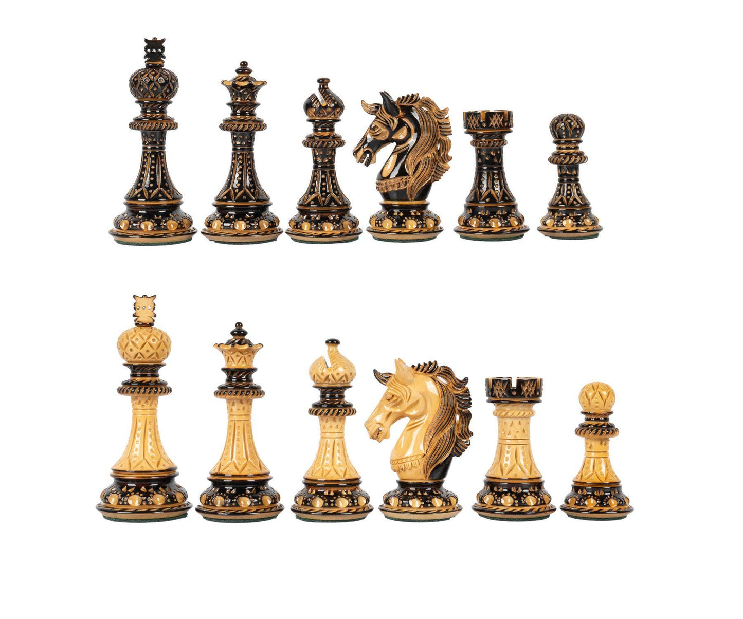 4.5" Luxury Staunton Chess pieces Set- Alexander CARVED series-Triple Weighted + 21"/ 23" Ebonywood Chess Board-STEP DESIGN + Storage Box