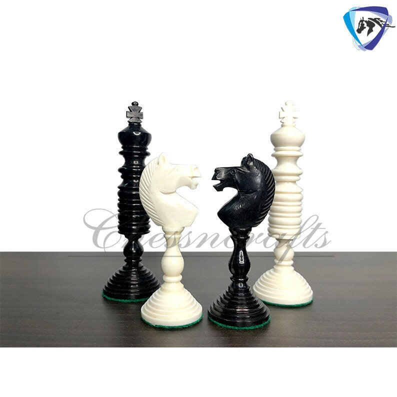 4.6" Camel Bone chess Pieces Set Antique PRE STAUNTON ENGLISH Design, Vintage collector series. Handmade Chess Gift.