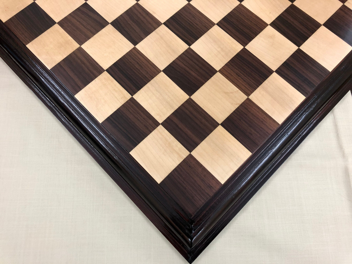 21" Rosewood chess board STEPS BORDER ELEVATED Super fine smooth polish Exclusive unique grain dark rosewood