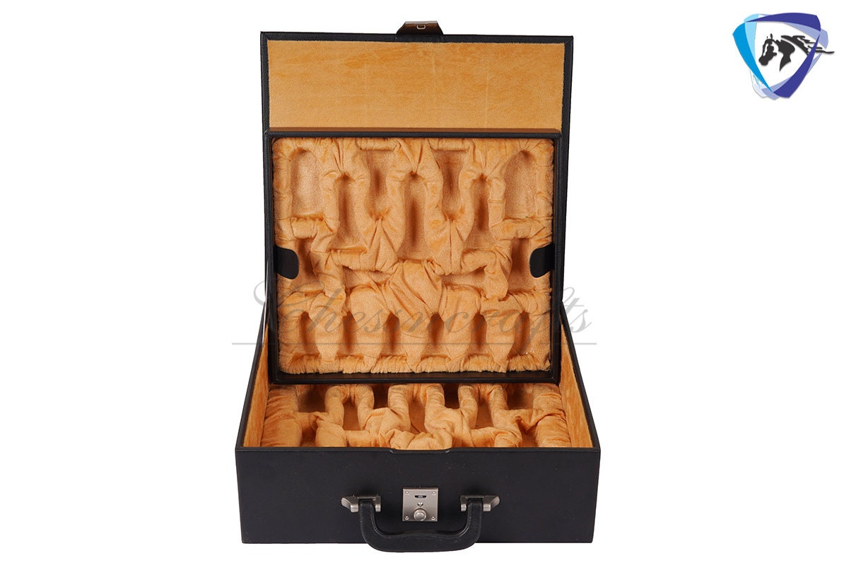 4.5" Luxury Staunton Ebony wood Chess pieces Set- SPARTAN series + 21" Ebonywood Chess board(55mm) + Leatherette Storage box for chess men