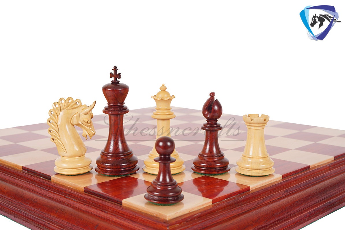 4.5" Luxury Staunton Chess Pieces Set in Bud Rosewood(Padauk)- ARTHUR series + 21" Bud Rosewood chess Board + Leatherette Storage box