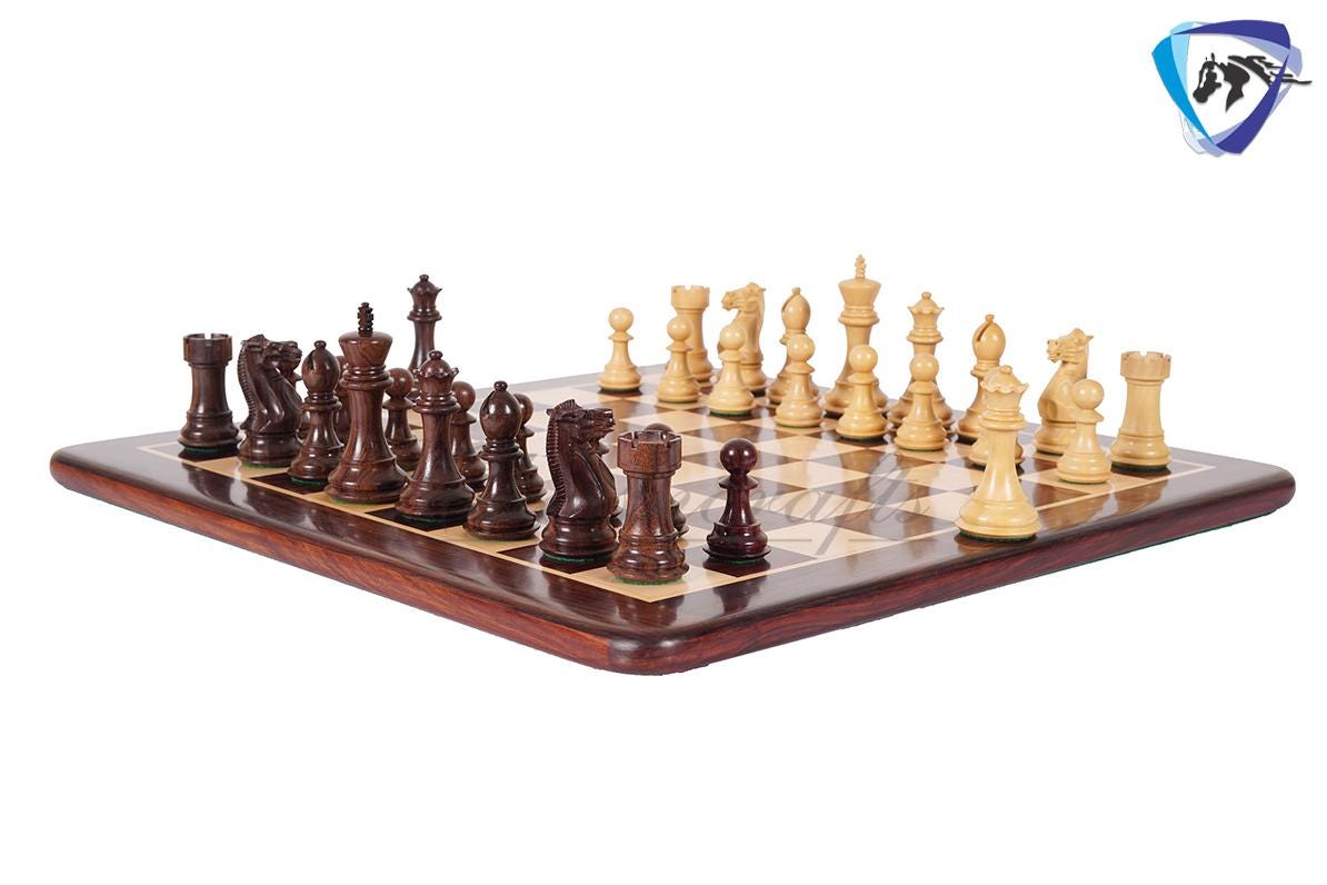4.1" Staunton Chess Pieces Set Rosewood & Boxwood Ultimate series + 19" Rosewood Chess board(51mm) + Leather Storage Box