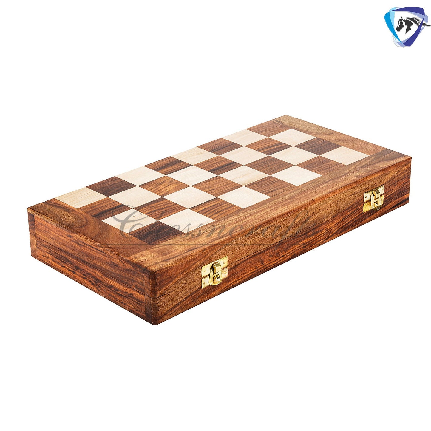 Solid Brass Chess pieces set French Silver copper King: 4.25" & Rose wood folding chess board-16" x 16" with chess pieces storage.