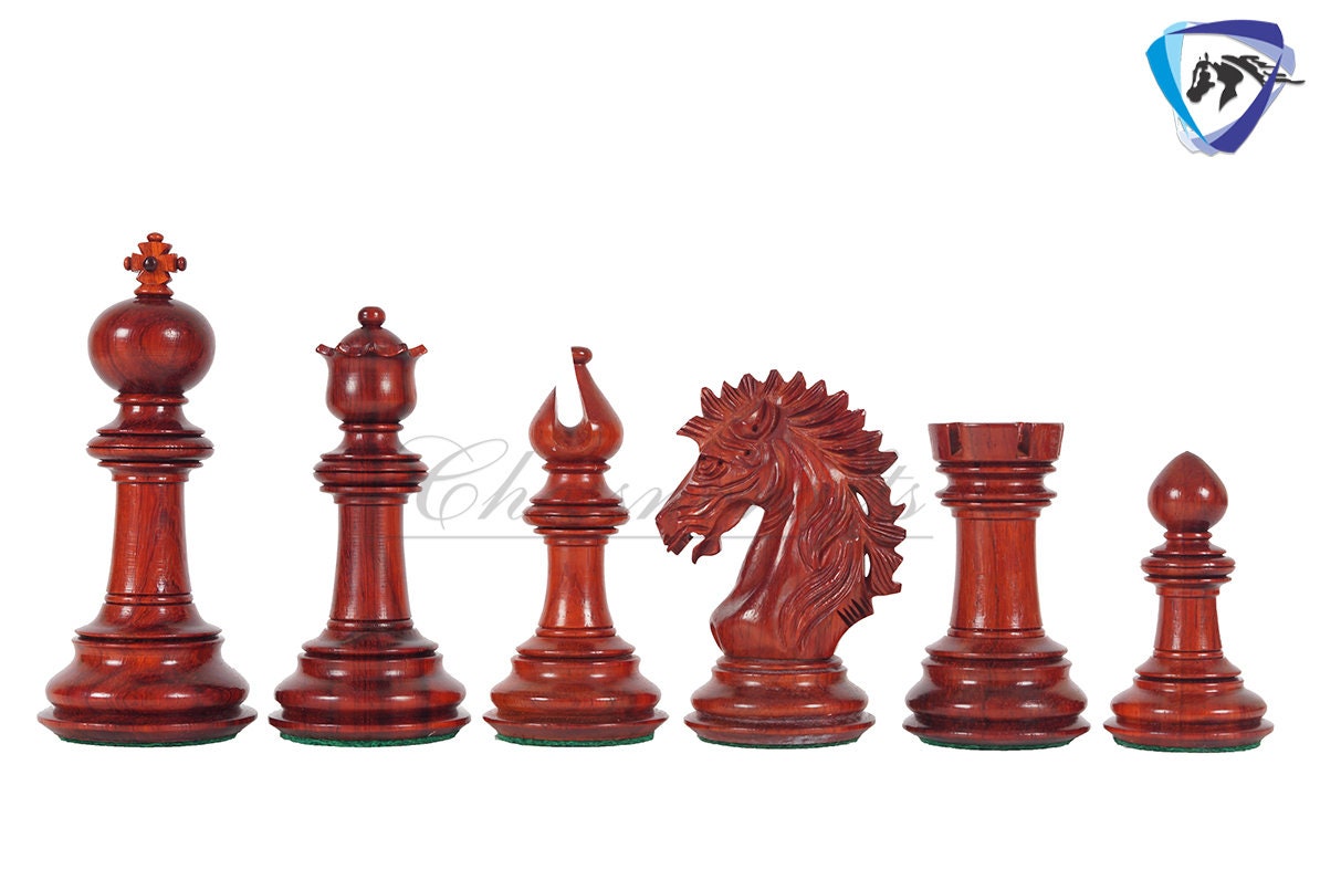 4.5" Staunton Bud Rosewood Chess pieces Set- VICTORIA CROSS - Triple Weighted + 21" Bud Rosewood Chess Board + Leatherette storage Box.
