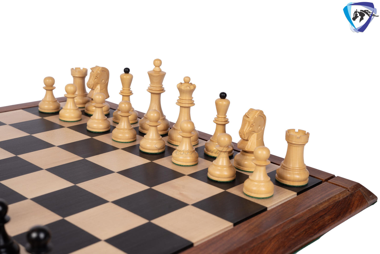 1950 Fischer Dubrovnik Ebonywood chess pieces set King-3.8" + 21" Ebonywood chess board(SQ:55MM) + Leather Storage box-Luxury