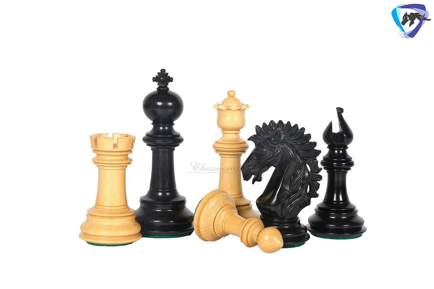 4.5" Ebonywood Staunton Chess pieces Set - VICTORIA CROSS Luxury- Triple Weighted + 21" ebonywood chess board + Leatherette storage box