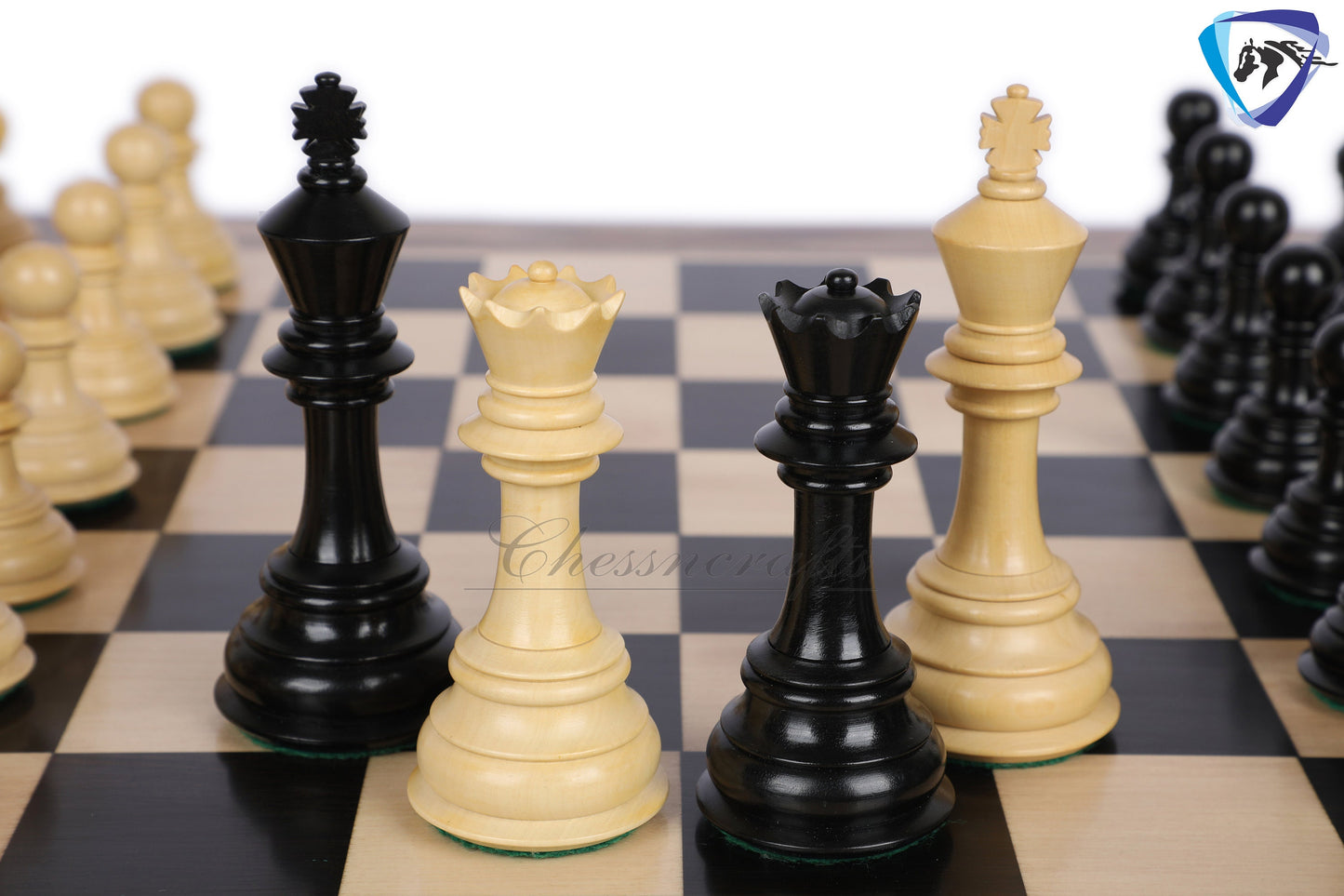 4.5" Luxury Staunton Ebonywood & Boxwood Chess pieces Set- COLUMBIAN Luxury- Triple Weighted 2 Extra queens- 4Q