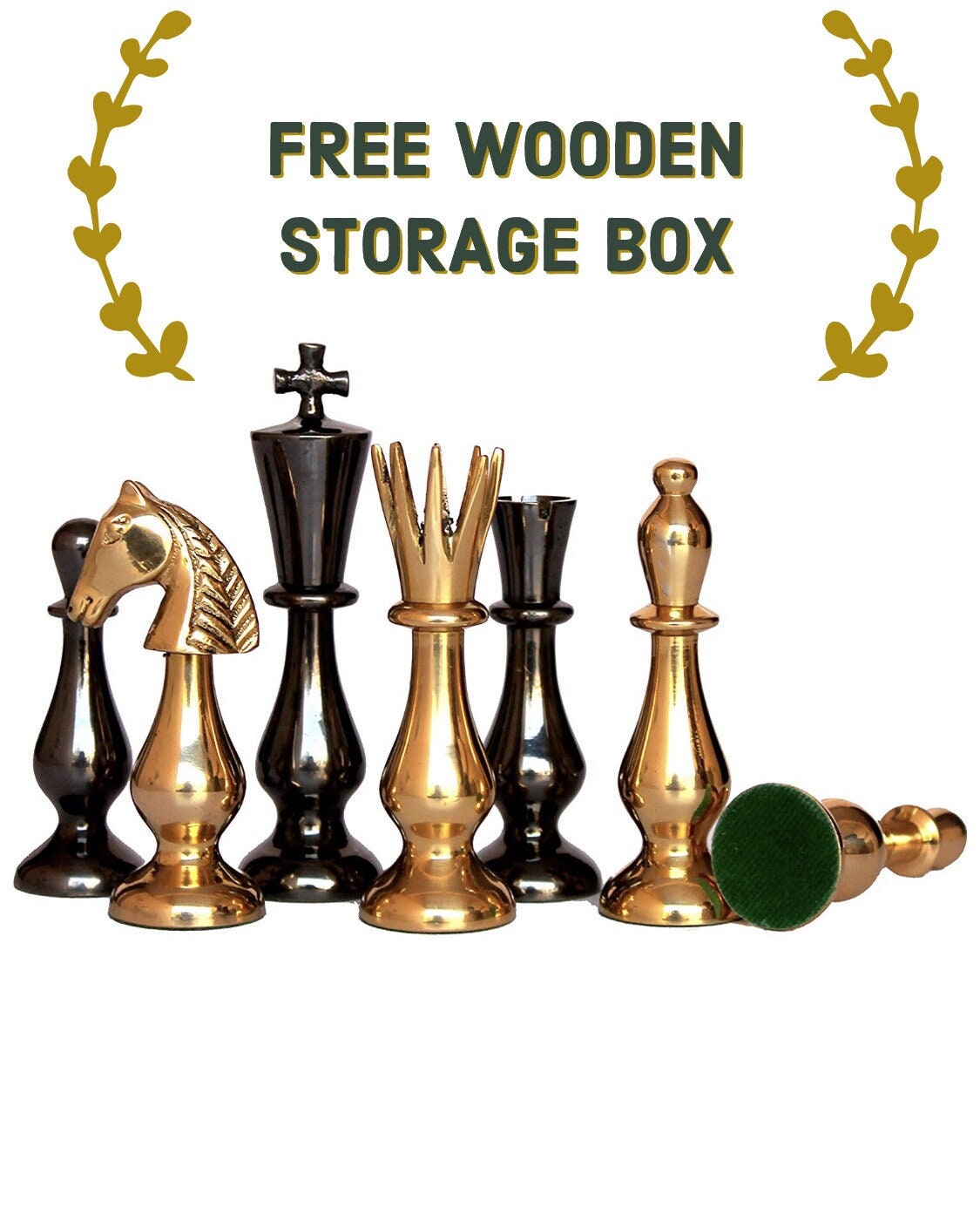 Brass Chess pieces set classical Sleek luxury Collector series King: 3.5" antique collector series Free storage box